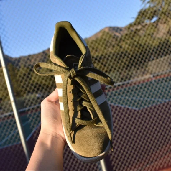 adidas Campus Olive Green White Women's Sneakers - Picture 11 of 14